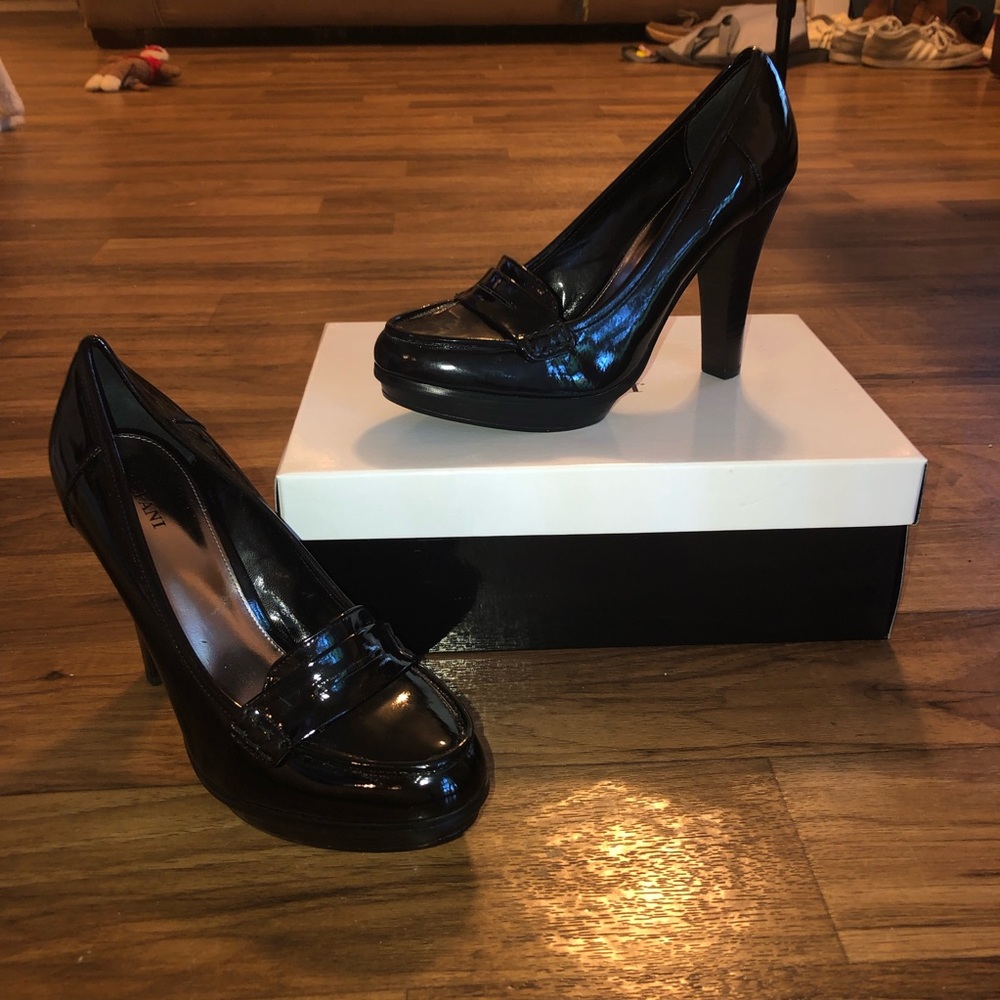 ALFANI Patent Leather Heeled Loafer